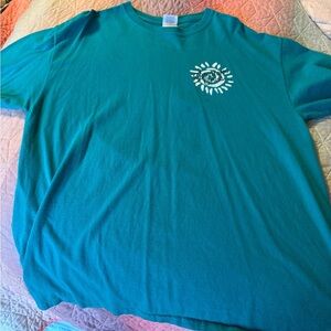 Blue Short Sleeve softball mom Tee with Chest/back Graphic